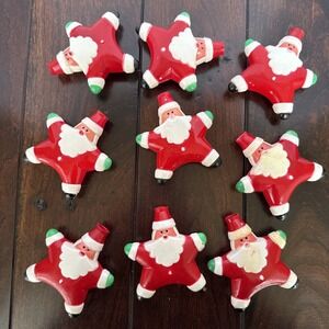 9 Vintage Star Santa Claus Christmas Blow Mold For String Lights Christmas Parts